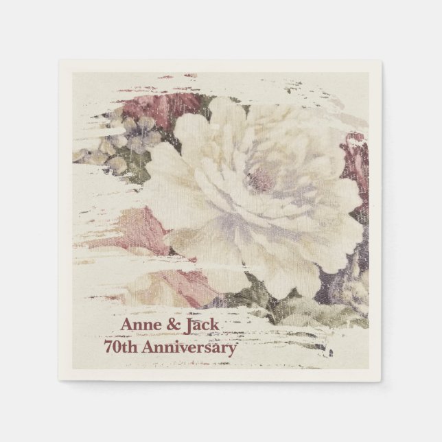 70th Anniversary Vintage Tapestry Rose  Napkin (Front)