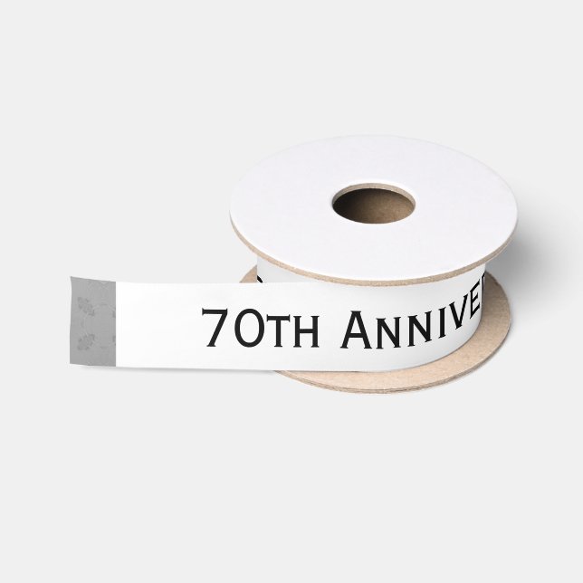 70th Anniversary Wedding Anniversary Platinum Z03 Satin Ribbon (Spool)
