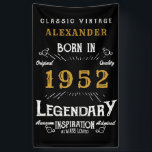 70th Birthday 1952 Add Name Black Gold Legendary Banner<br><div class="desc">Personalized birthday banner. Add the name to this vintage style retro print birthday banner. Edit the name and year with the template provided. A wonderful custom black birthday wall hanging with white and gold vintage style typography.  More gifts and party supplies available with the "Legendary" design in the store.</div>