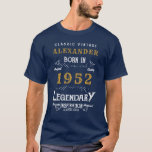 70th Birthday 1952 Add Name Blue Gold Legendary T-Shirt<br><div class="desc">70th Birthday add your name T-shirt. Edit the name and year with the template provided. A wonderful custom blue birthday T-shirt. More gifts and party supplies available with the "Legendary" design in the store.</div>