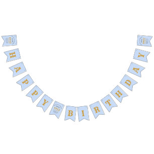 70th Birthday 1952 Blue Gold Name Chic Elegant Bunting Flags
