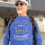 70th Birthday 1953 Add Name Blue Gold Legendary T-Shirt<br><div class="desc">Celebrate a special someone's 70th birthday in style with this personalized blue and gold Legendary t-shirt! This design pays homage to the year they were born in 1953, perfect for a milestone birthday celebration. The soft and breathable cotton fabric will keep them comfortable no matter the occasion. Make it unique...</div>