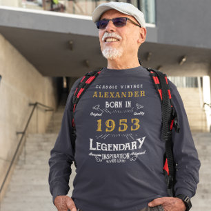 70th Birthday 1953 Name Dark Blue Gold Legendary T-Shirt