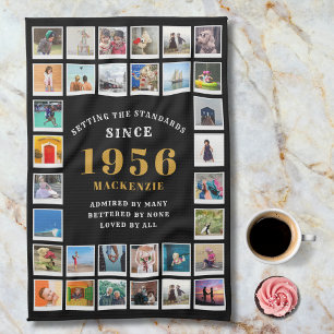 70th Birthday 1956 Family Memories Photo Collage  Kitchen Towel