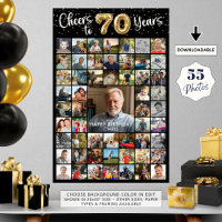 70th Birthday 55 Photo Collage Cheers to 70 Years
