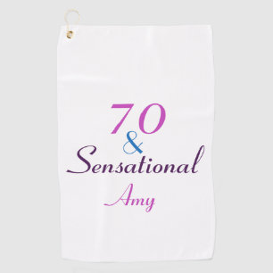 70th Birthday 70 and Sensational Girly Personalize Golf Towel