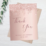 70th Birthday 70 rose gold glitter drips thank you Postcard<br><div class="desc">A thank you card for a 70th birthday. A rose gold faux metallic looking background colour. With faux glitter drips, paint drip look. On front large dark rose gold coloured hand lettered script and the text: Thank You, your text, title and a date. Back: Template for Your thank you note...</div>