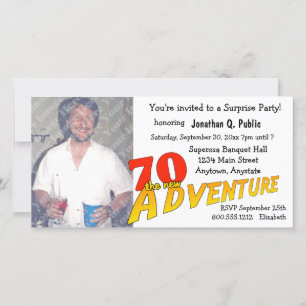 70th Birthday Adventure Party Photo Invitation