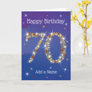 70th Birthday - Age 70 in Star Numbers - Blue Card