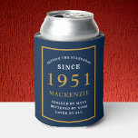 70th Birthday Any Year Or Name Elegant Blue Gold Can Cooler<br><div class="desc">A wonderful 70th birthday blue and gold can cooler for those special people celebrating a birthday. Easily customize the text using the template provided. Part of the setting standards range of birthday supplies.</div>