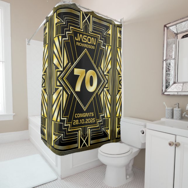 70th Birthday Art Deco Gold Black Great Gatsby (In Situ)