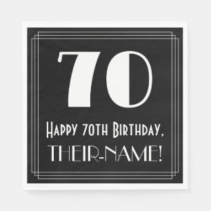 70th Birthday ~ Art Deco Inspired Look "70", Name Napkin