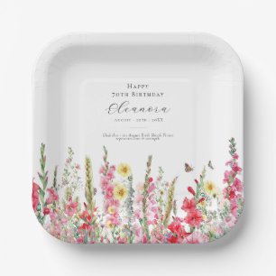 70th Birthday August Birth Flower Party Supplies Paper Plate