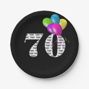 70th birthday balloon bouquet paper plate