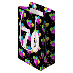 70th Birthday Balloons and Confetti Small Gift Bag