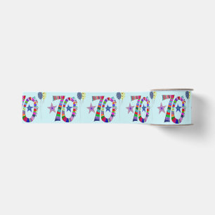 70th Birthday Balloons Colourful Ribbon Grosgrain Ribbon