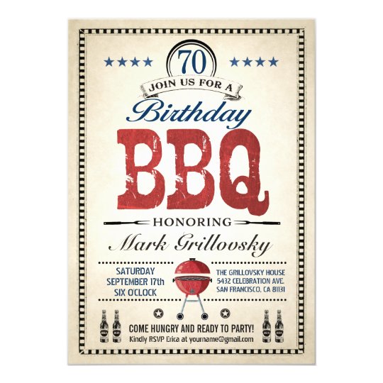 70th Birthday BBQ Invitations