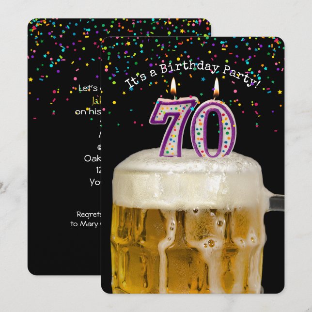 70th Birthday Beer Party Invitation (Front/Back)