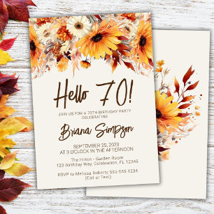 70th Birthday Beige Fall Floral Invitation