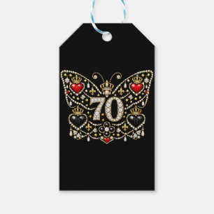 70th birthday bejewelled diamonds butterfly gift tags