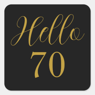 70th Birthday Black Gold Birthday Party Square Sticker