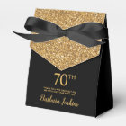 70th Birthday Black Gold Glitter Thank You
