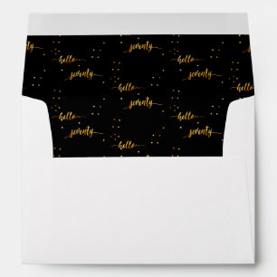 70th birthday black gold hello 70 typography envelope
