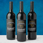 70th Birthday Black Gold  Legendary Funny<br><div class="desc">A personalized elegant 70th birthday wine bottle label that is easy to customize for that special birthday party occasion.</div>