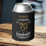 70th Birthday Black Gold  Legendary Funny Can Cooler<br><div class="desc">A personalized elegant 70th birthday can cooler that is easy to customize for that special birthday party occasion.</div>