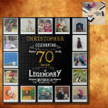70th Birthday Black Gold Photo Collage Jigsaw Puzzle<br><div class="desc">A personalized elegant 70th birthday vintage puzzle that is easy to customize but hard to complete for that special birthday party occasion. Create your own unique photo jigsaw puzzle for a special 70th birthday gift. With 16 custom photos, the photo puzzle can be additionally personalized with the name and any...</div>