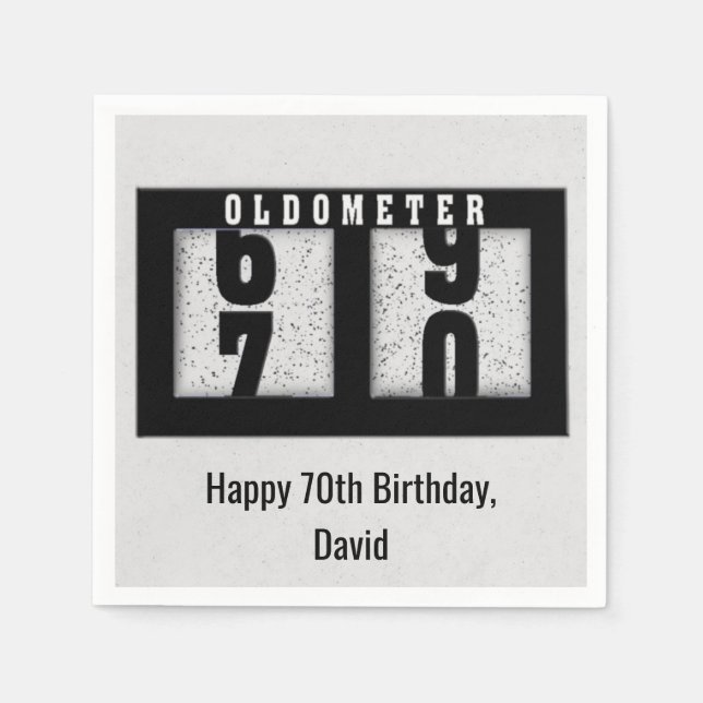 70th Birthday Black Odometer Napkin (Front)