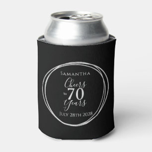 70th Birthday Black Silver Cheers 70 Years Can Cooler