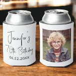 70th Birthday Black White Instagram Photo Can Cooler<br><div class="desc">Celebrate 70 wonderful years with this 70th Birthday Black and White Instagram Photo Can Cooler! Featuring a timeless black and white design, this customizable can cooler showcases your favourite Instagram-style photo, adding a personal and stylish touch to your milestone celebration. Perfect for keeping drinks cold while serving as a fun...</div>