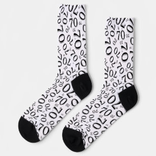 70th Birthday Black/White Random Number Pattern Socks