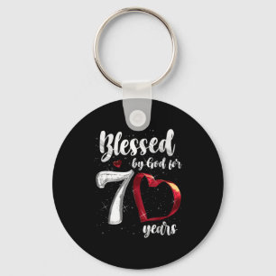 70th Birthday Blessed By God For 70 Years Birthday Keychain