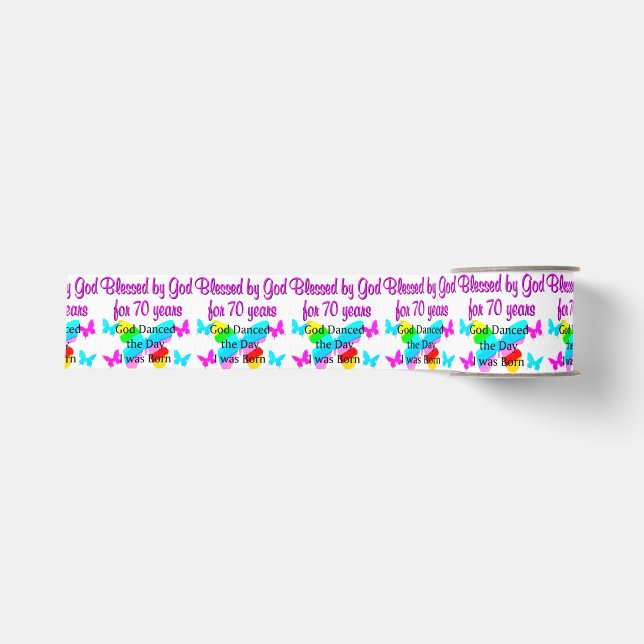 70TH BIRTHDAY BLESSING GROSGRAIN RIBBON (Front)