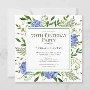 70th Birthday Blue Hydrangeas Card Request