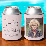 70th Birthday Blush Pink Instagram Photo Can Cooler<br><div class="desc">Celebrate 70 remarkable years with this 70th Birthday Blush Pink Instagram Photo Can Cooler! Featuring a soft, elegant blush pink design, this customizable can cooler lets you showcase your favourite Instagram-style photo, adding a personal touch to your milestone celebration. Perfect for keeping drinks cold while serving as a memorable keepsake,...</div>