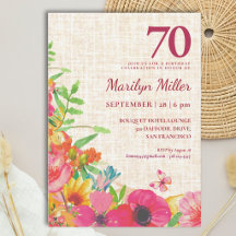 70th Birthday Bold Floral Linen Celebration