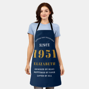 70th Birthday Born 1951 Blue Gold Lady's Apron