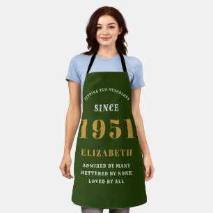 70th Birthday Born 1951 Green Gold Lady's Apron