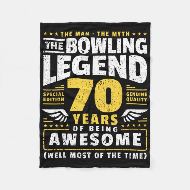 70th Birthday Bowling 70 Years Old Bowler  Fleece Blanket (Front)