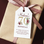 70th Birthday Burgundy Gold Floral Personalized Gift Tags<br><div class="desc">Luxury 70th Birthday Burgundy Gold Floral design. Matching products can be found in Burgundy Gold Birthday collection.</div>