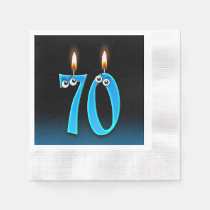 70th birthday candle with eyeballs napkin