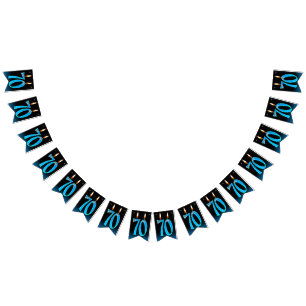 70th birthday candles with eyeballs bunting flags