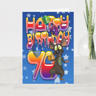 70th Birthday Card cute with little mouse