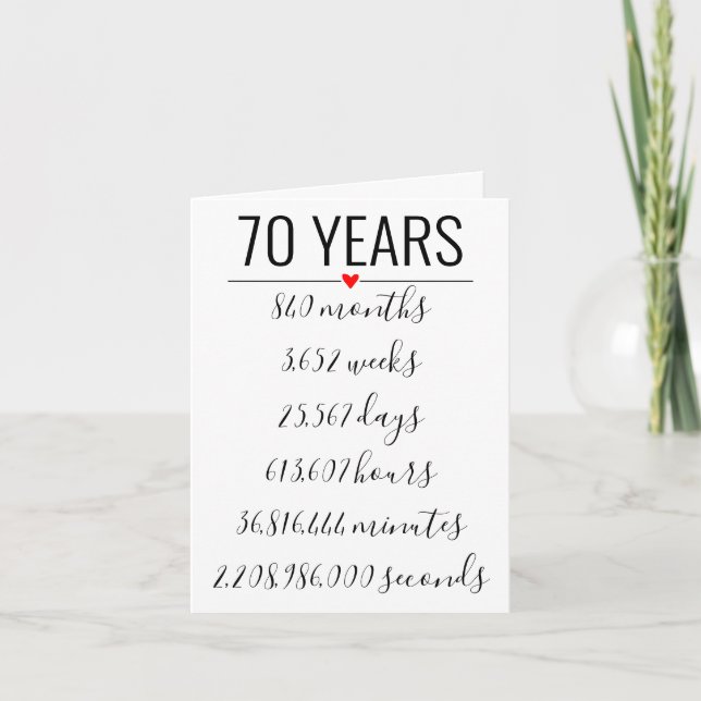 70th Birthday Card, milestone, retirement Invitation (Front)