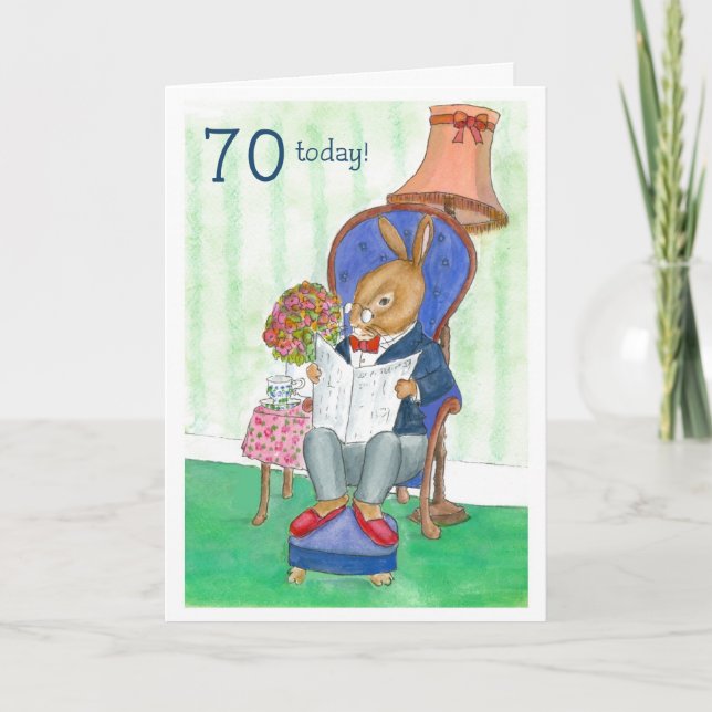 70th Birthday Card - Mr Rabbit (Front)