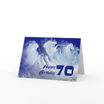 70th birthday card with wild white surf horses