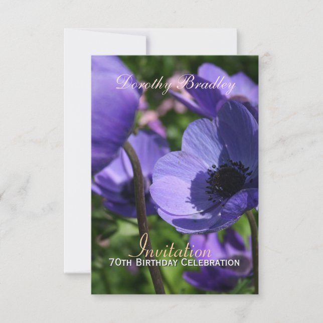 70th Birthday Celebration Anemone Custom Invite (Front)
